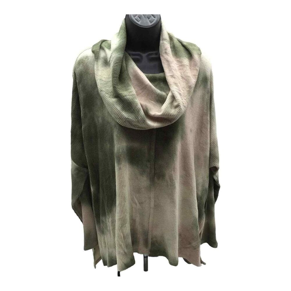 Status by Chenault Tunic Top Oversize Size Medium Olive and Cream Tie Dye NWT